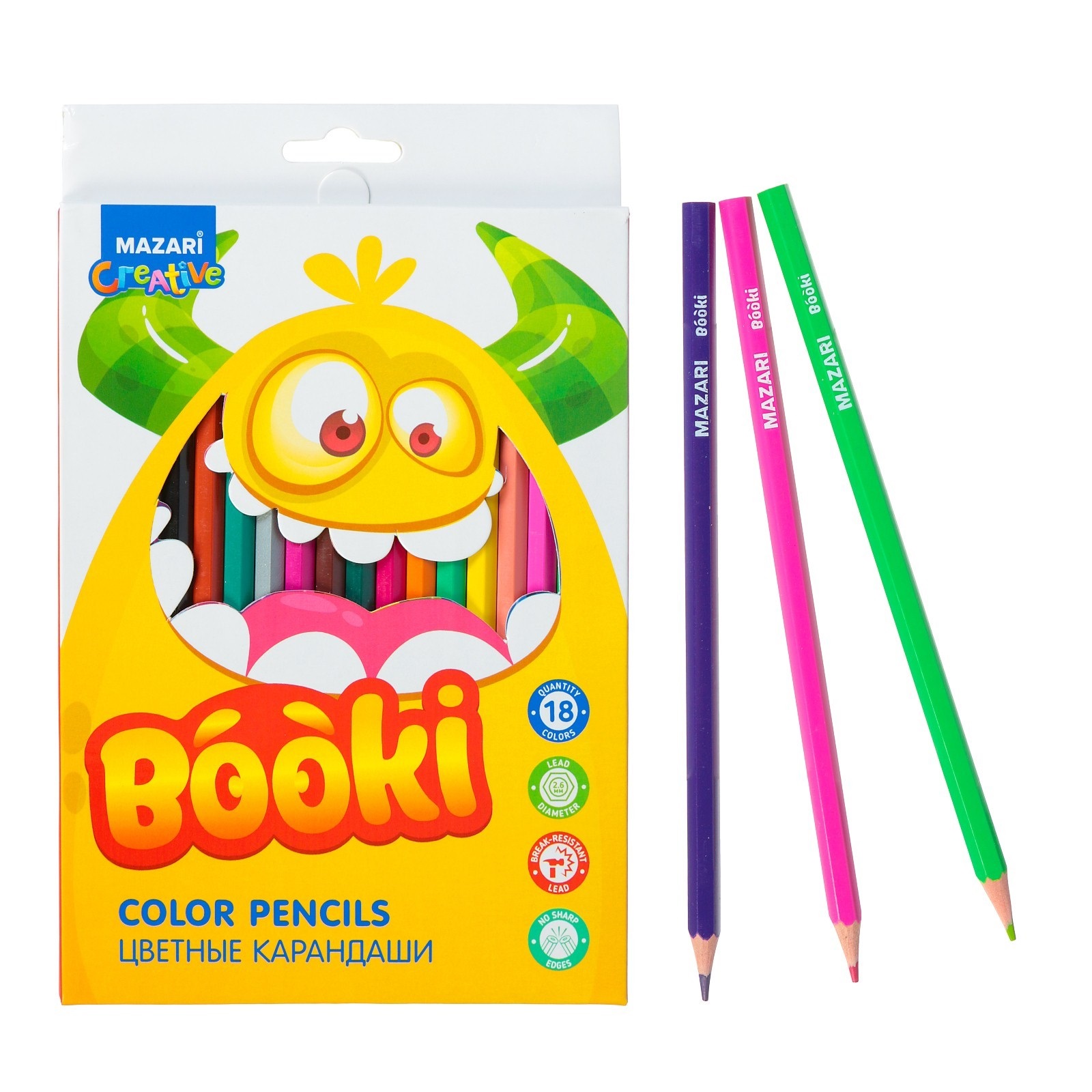 Карандаши цв. 18цв. "Booki"