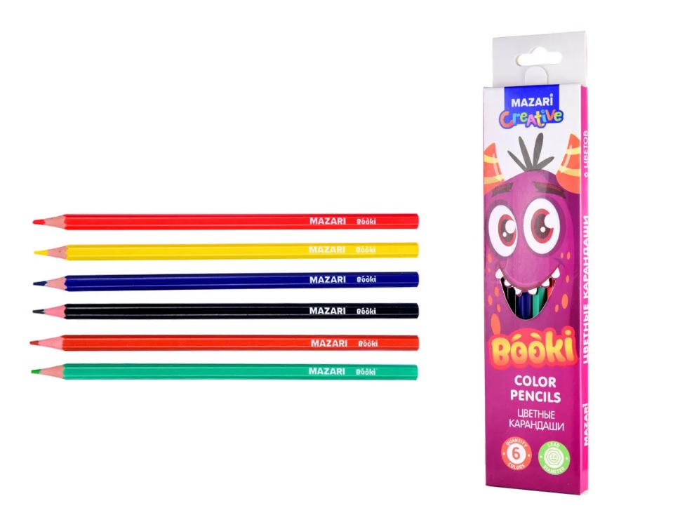 Карандаши цв. 6цв. "Booki"
