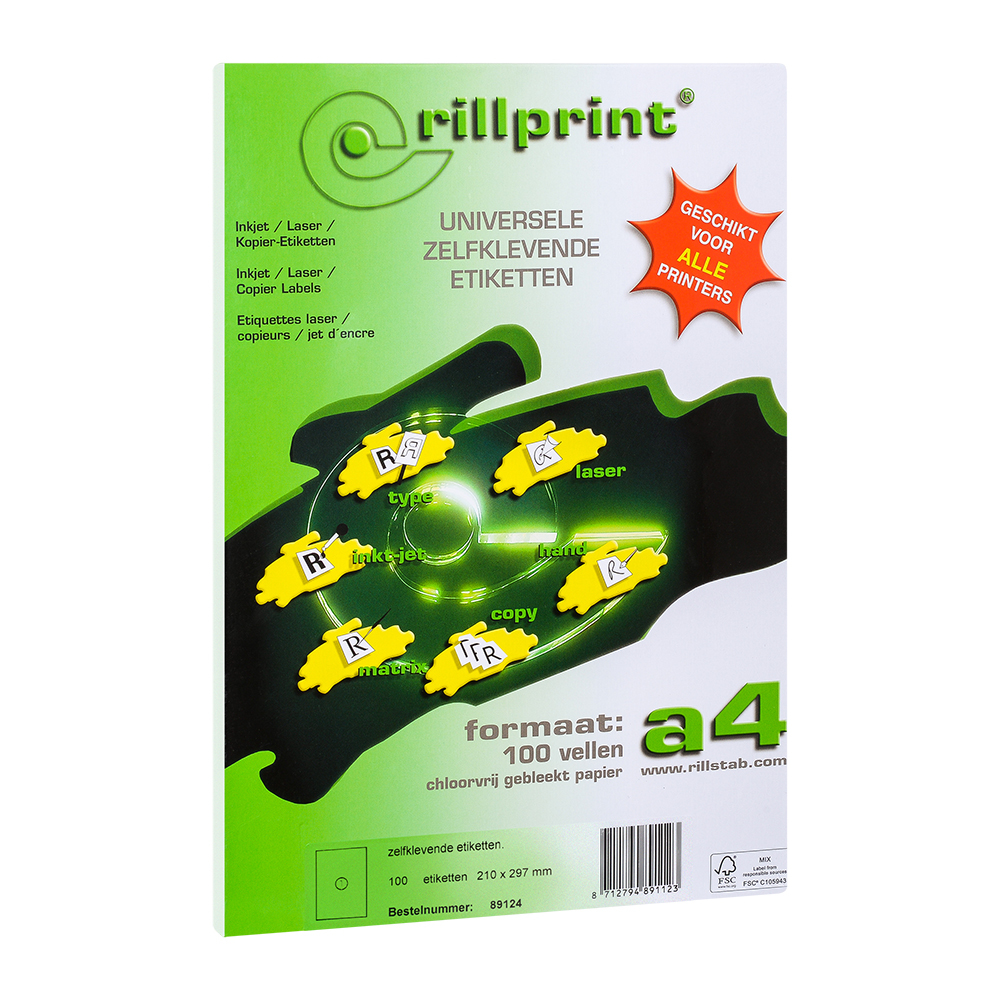Бумага Rillprint самоклеящая, A4, белая, 1лист