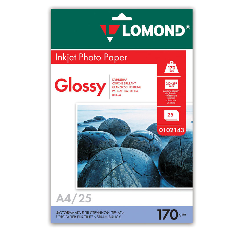 Фотобумага А4 "Lomond" 170г/м2, 25л, глянец