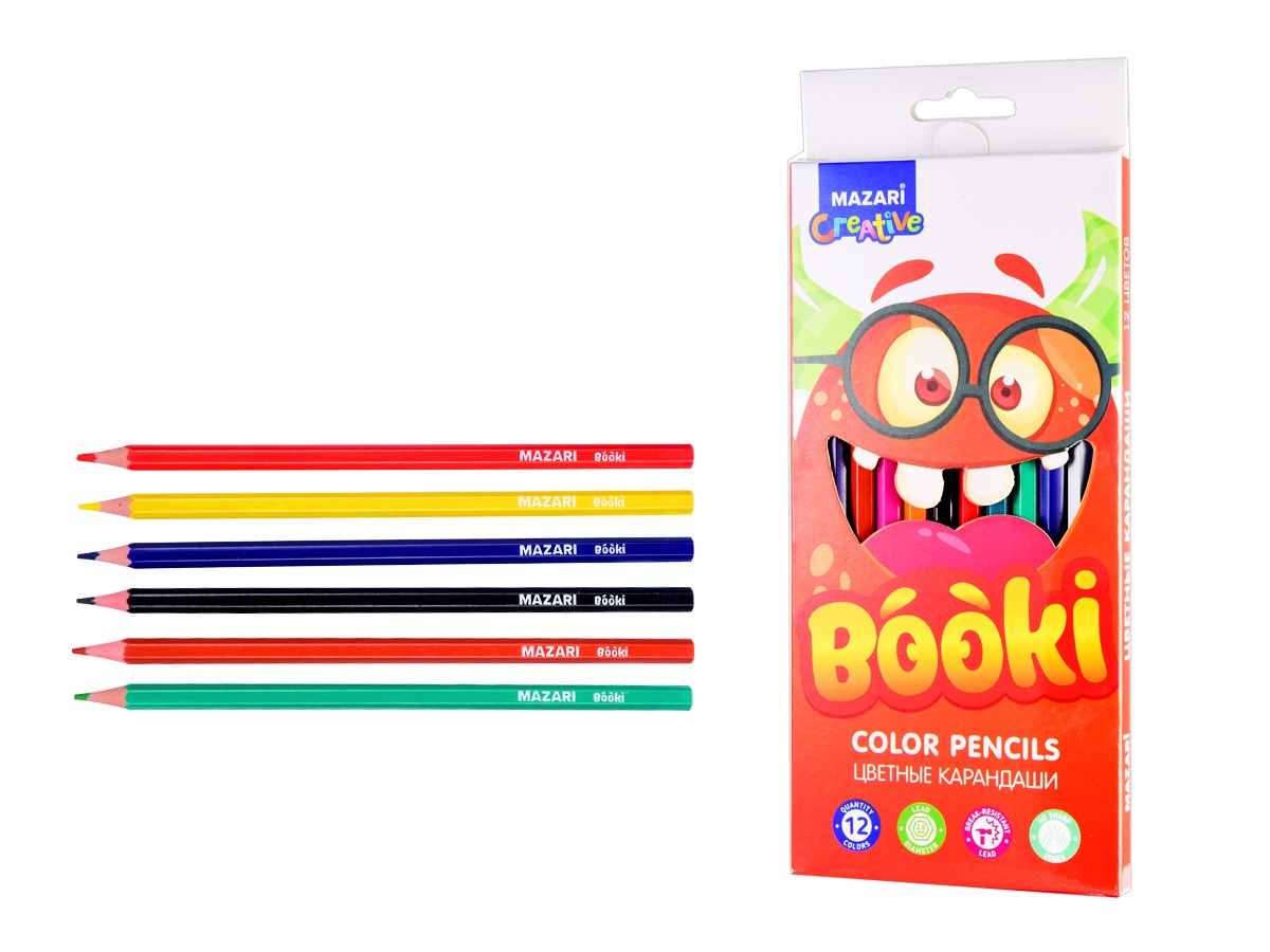 Карандаши цв. 12цв. "Booki"
