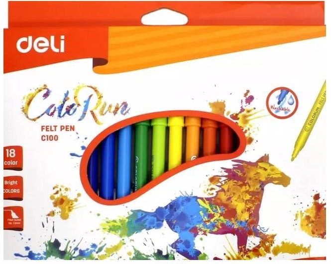 Фломастеры 18цв. "ColoRun" Deli